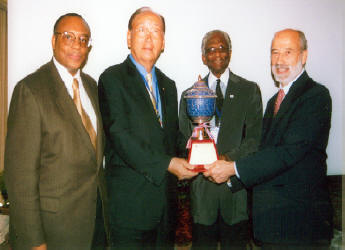 Mr. U.S. Chung, President and CEO, Korea Tourism Associations receives award on behalf of Mr. Chung Ju Young (1915 � 2001), Founder, Hyundai Business Group.